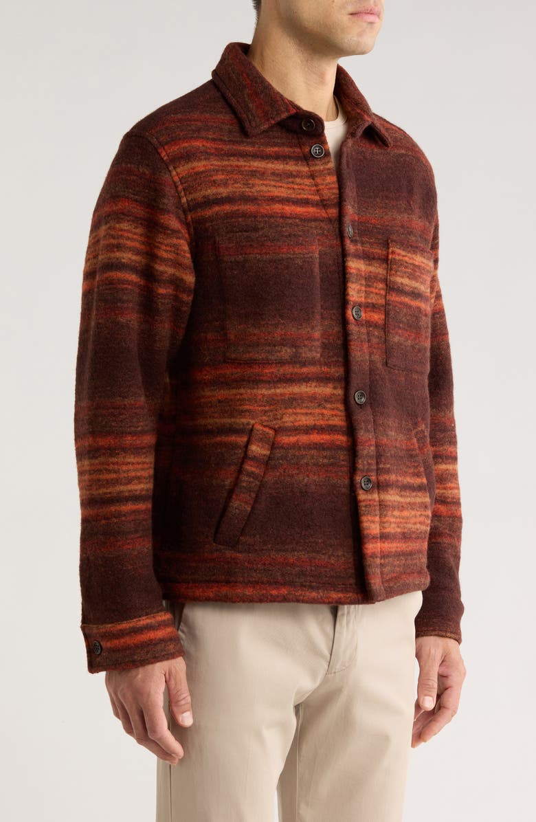 Percival Mississippi Jacquard Boiled Wool Blend Overshirt, Alternate, color, Brown Multi
