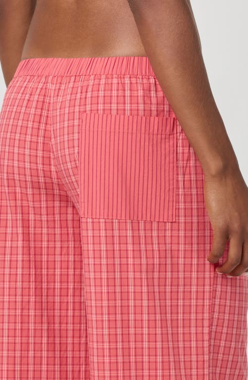 Florence By Mills Micro Plaid Wide Leg Pants In Pink