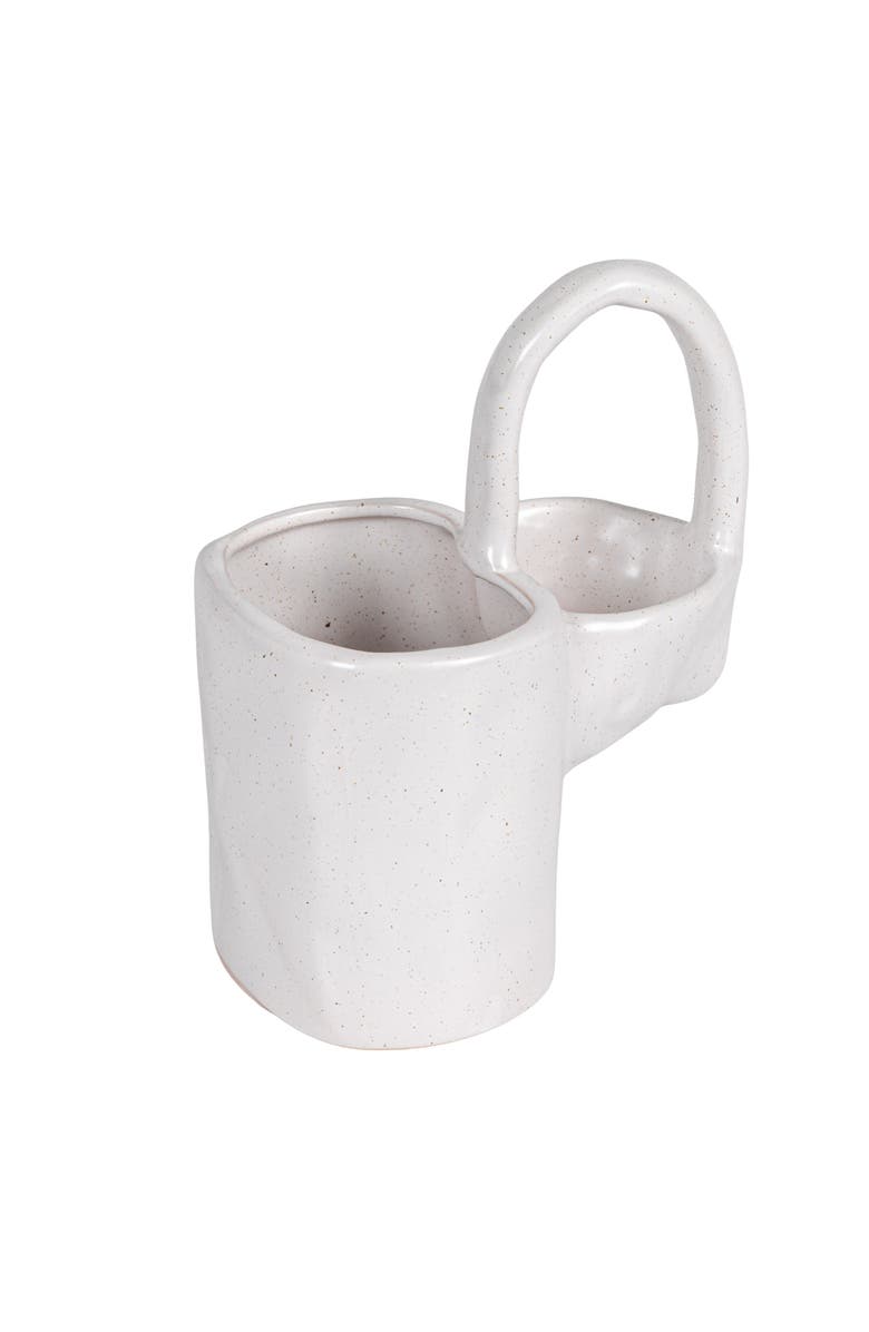 Storied Home Stoneware Sponge and Dish Brush Holder, White Speckled Finish, Main, color, White