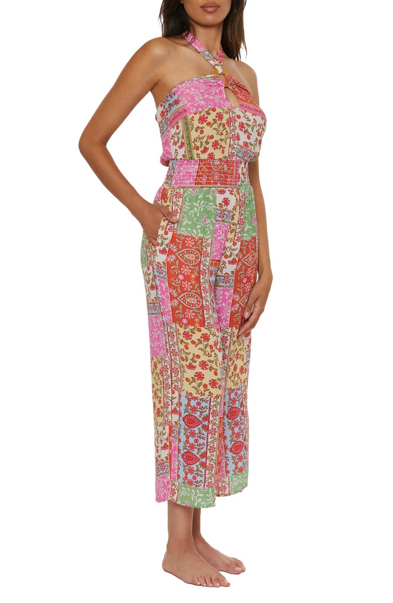 Lucky Brand Seville Crop Cover-Up Jumpsuit, Alternate, color, Pink Multi