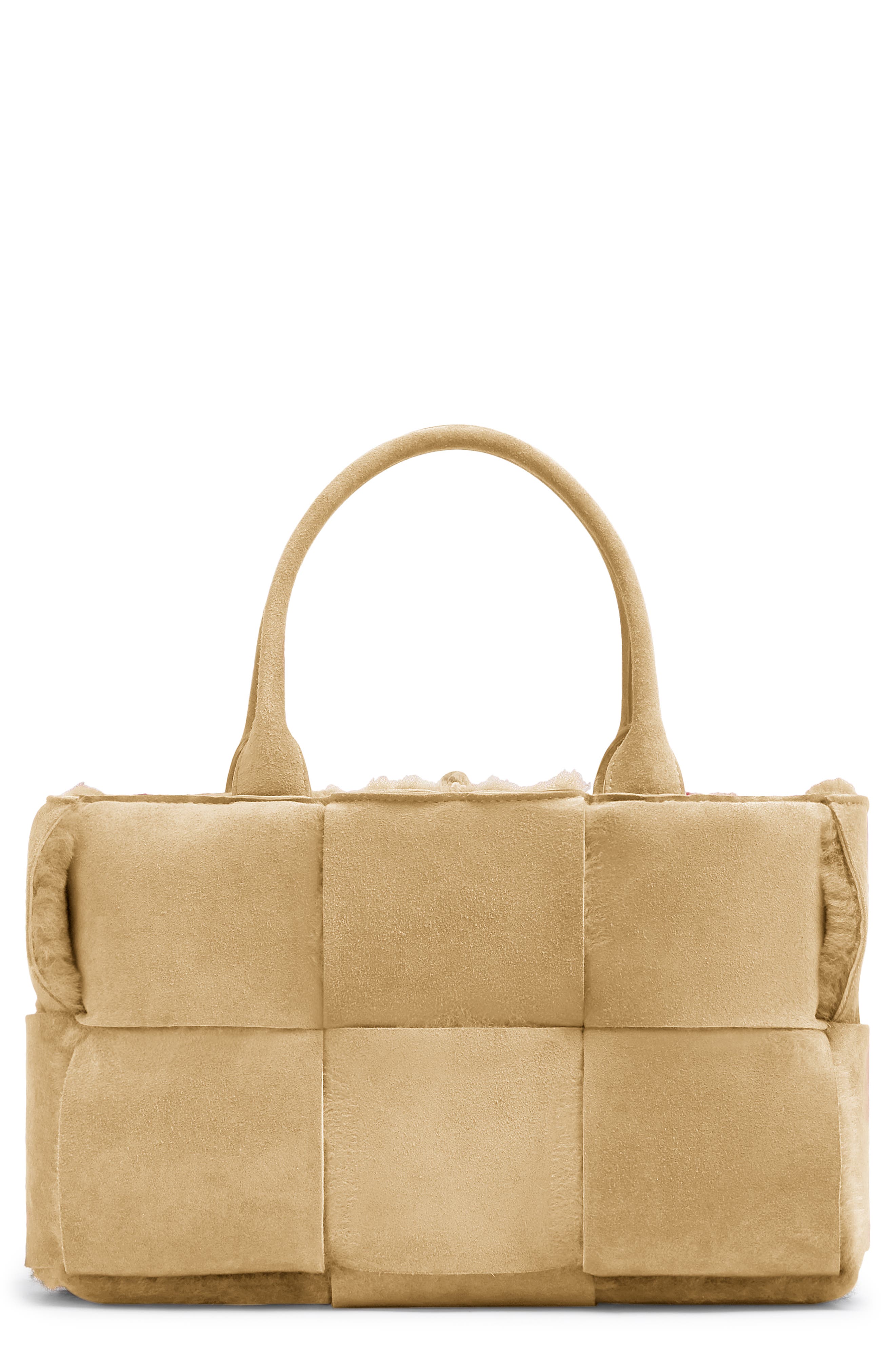 Bottega Veneta Arco Intrecciato Genuine Shearling Tote, Main, color, 