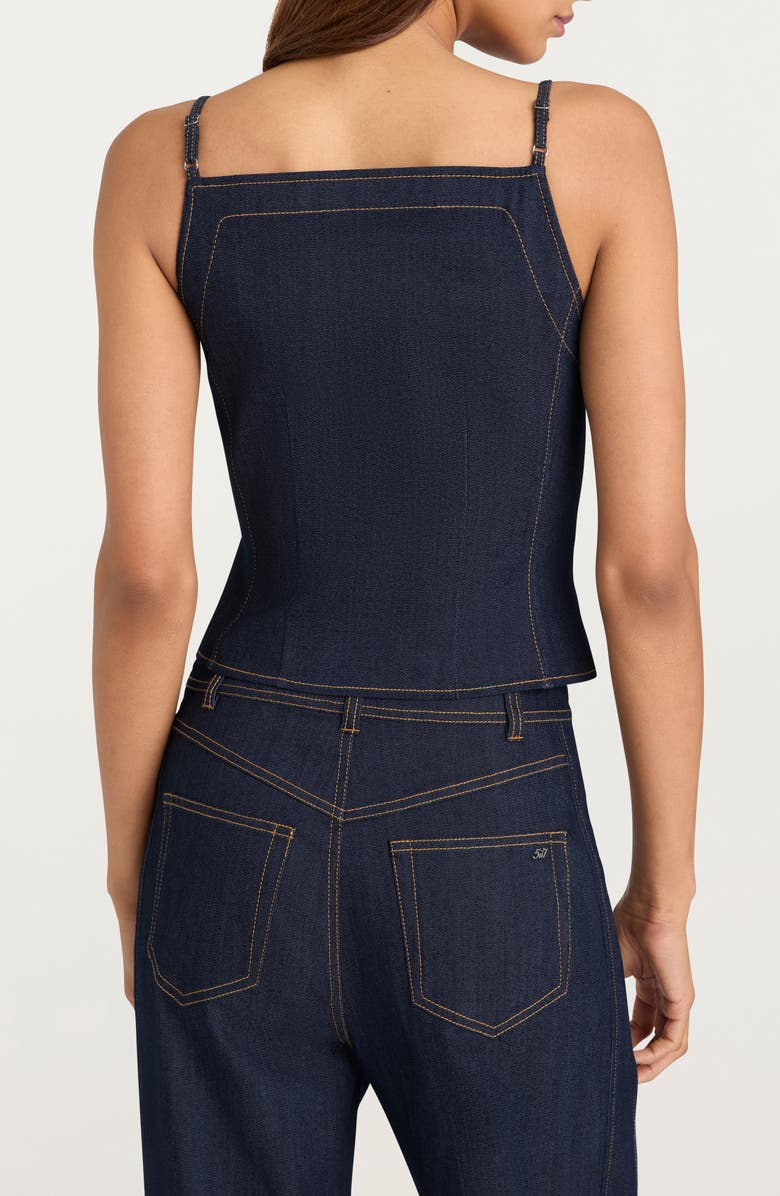 Cinq à Sept Sloane Split Front Crop Denim Top, Alternate, color, Indigo