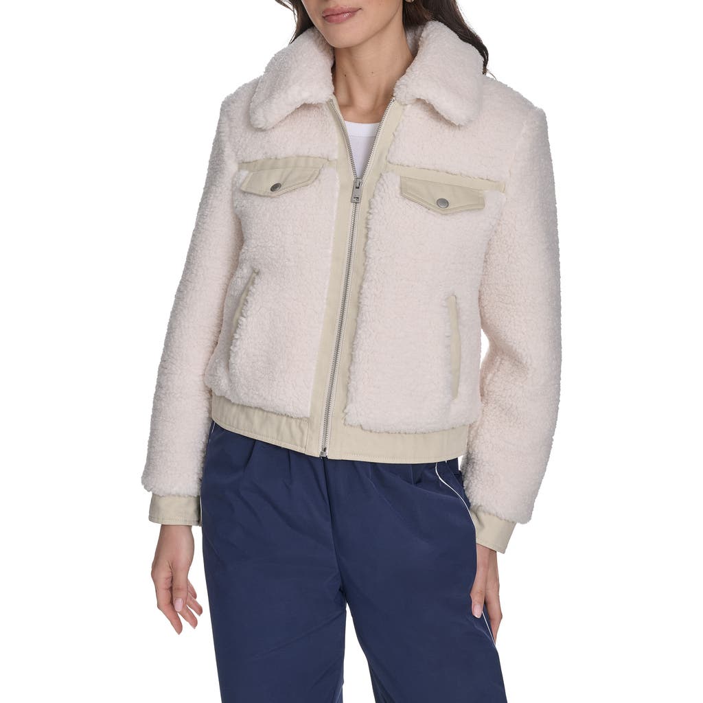 Levi's Fleece & Denim Bomber Jacket In White