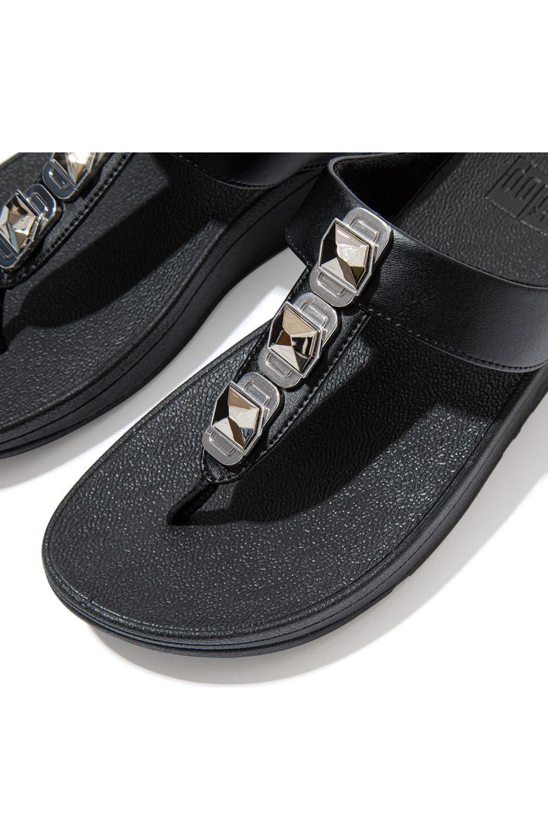 FitFlop Fino Crystal Wedge Flip Flop Sandal, Alternate, color, All Black