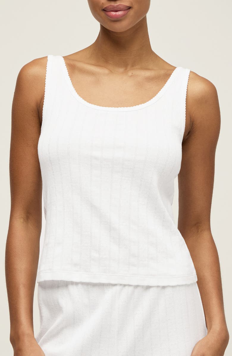 Petite Plume Pima Cotton Pointelle Tank, Main, color, White