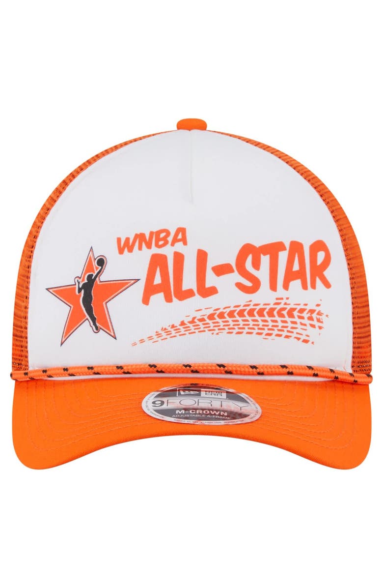 New Era Unisex New Era White/Orange WNBA Gear 9FORTY A-Frame Graphic Trucker Hat, Alternate, color, White
