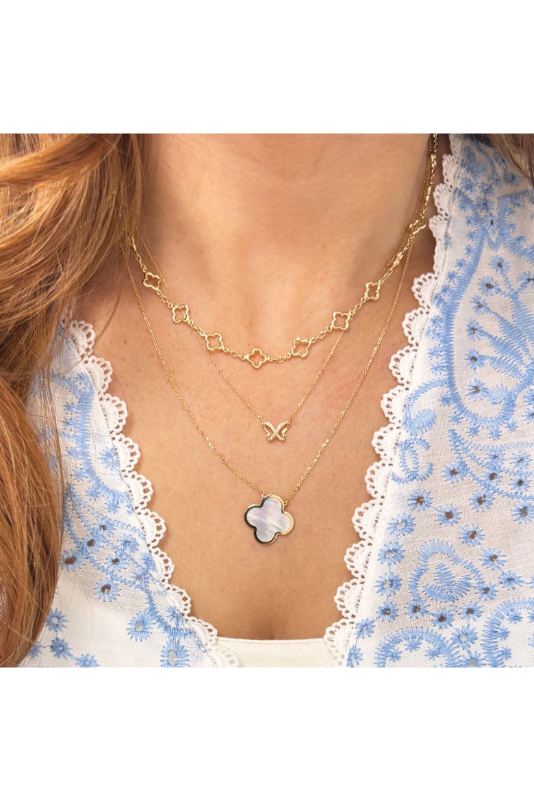Mini Diamond Butterfly Cutout Necklace, Alternate, color, Yellow Gold
