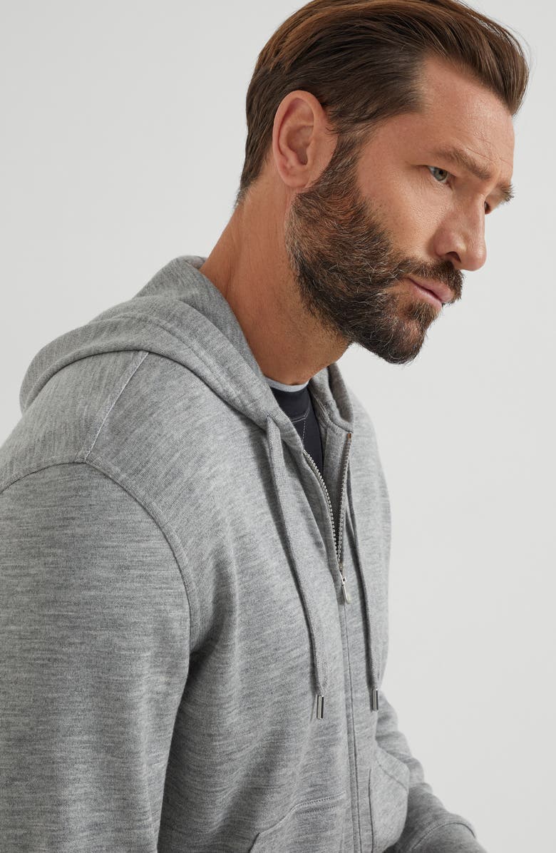 Brunello Cucinelli Cashmere and silk French terry sweatshirt, Alternate, color, Grey