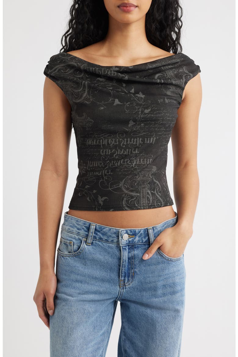 Fia Print Off the Shoulder Top, Main, color, GRUNGE