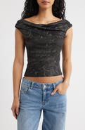 BDG Urban Outfitters Fia Print Off the Shoulder Top