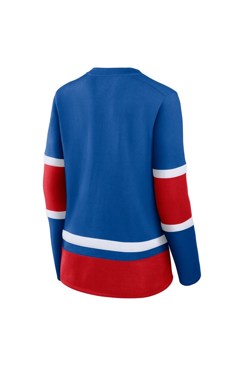 Women's Fanatics Blue New York Rangers Prime Time Lace-Up Long Sleeve T-Shirt, Alternate, color, Blue