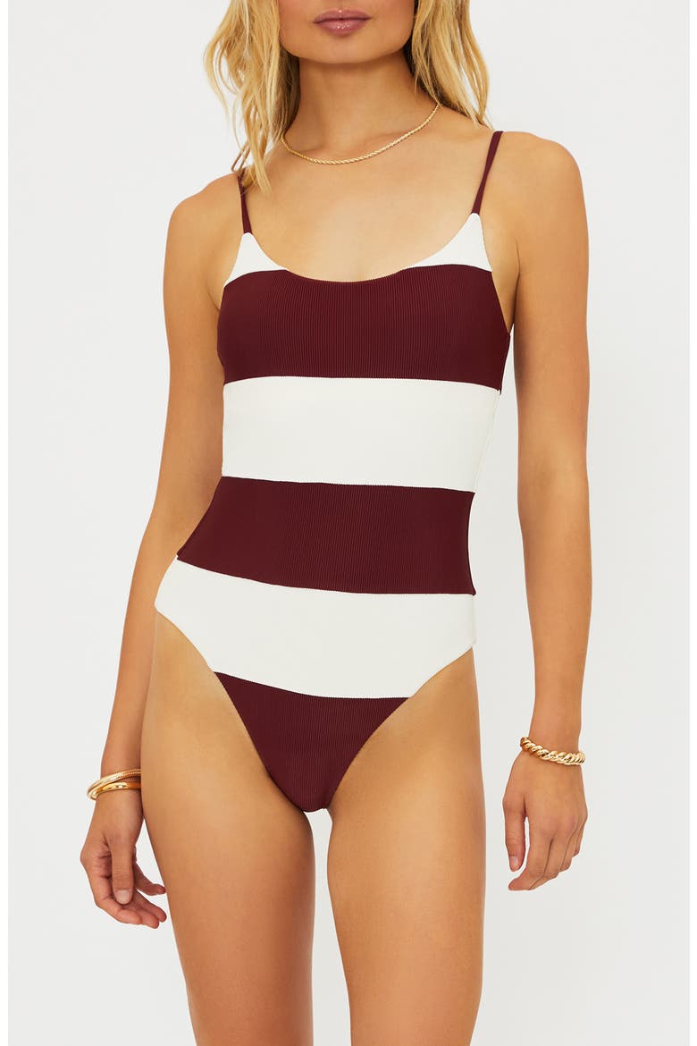 Calista One-Piece Swimsuit, Main, color, MERLOT STRIPE