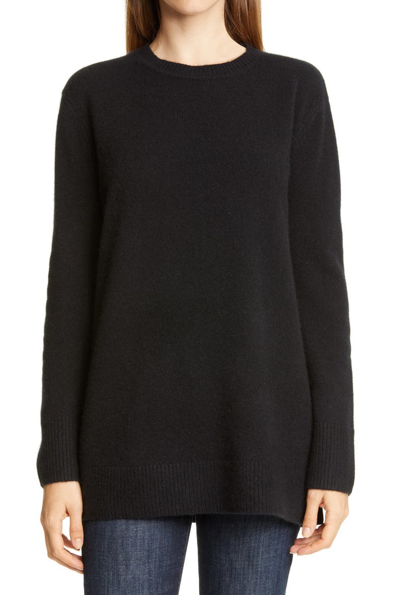 Cashmere Tunic Sweater, Main, color, BLACK