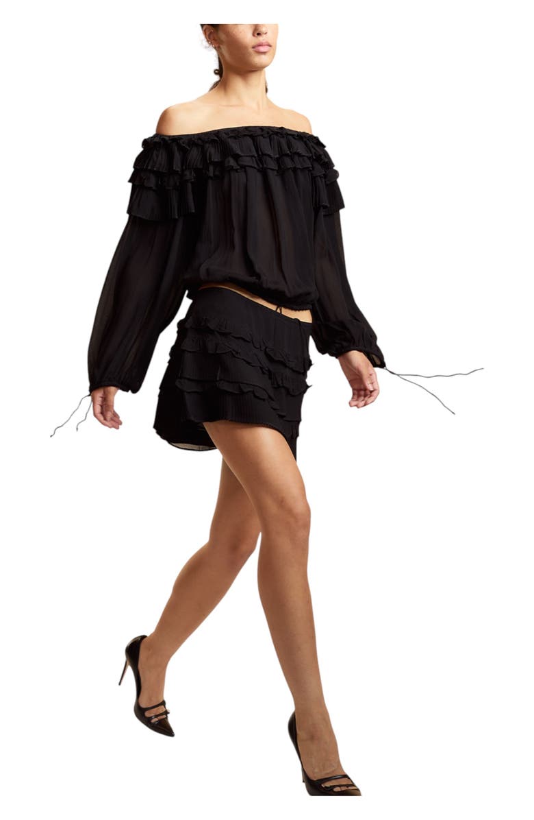 Cynthia Rowley Off Shoulder Ruffle Blouse, Alternate, color, Black