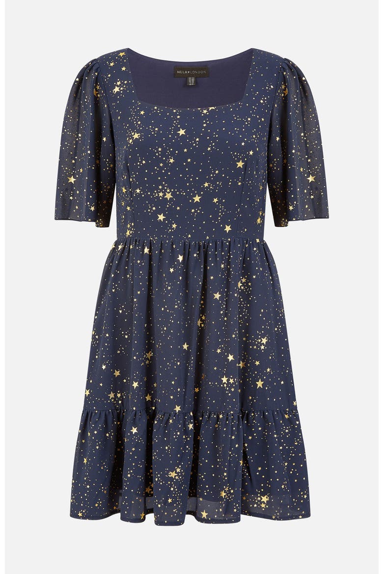 Star Print Skater Dress, Alternate, color, Navy