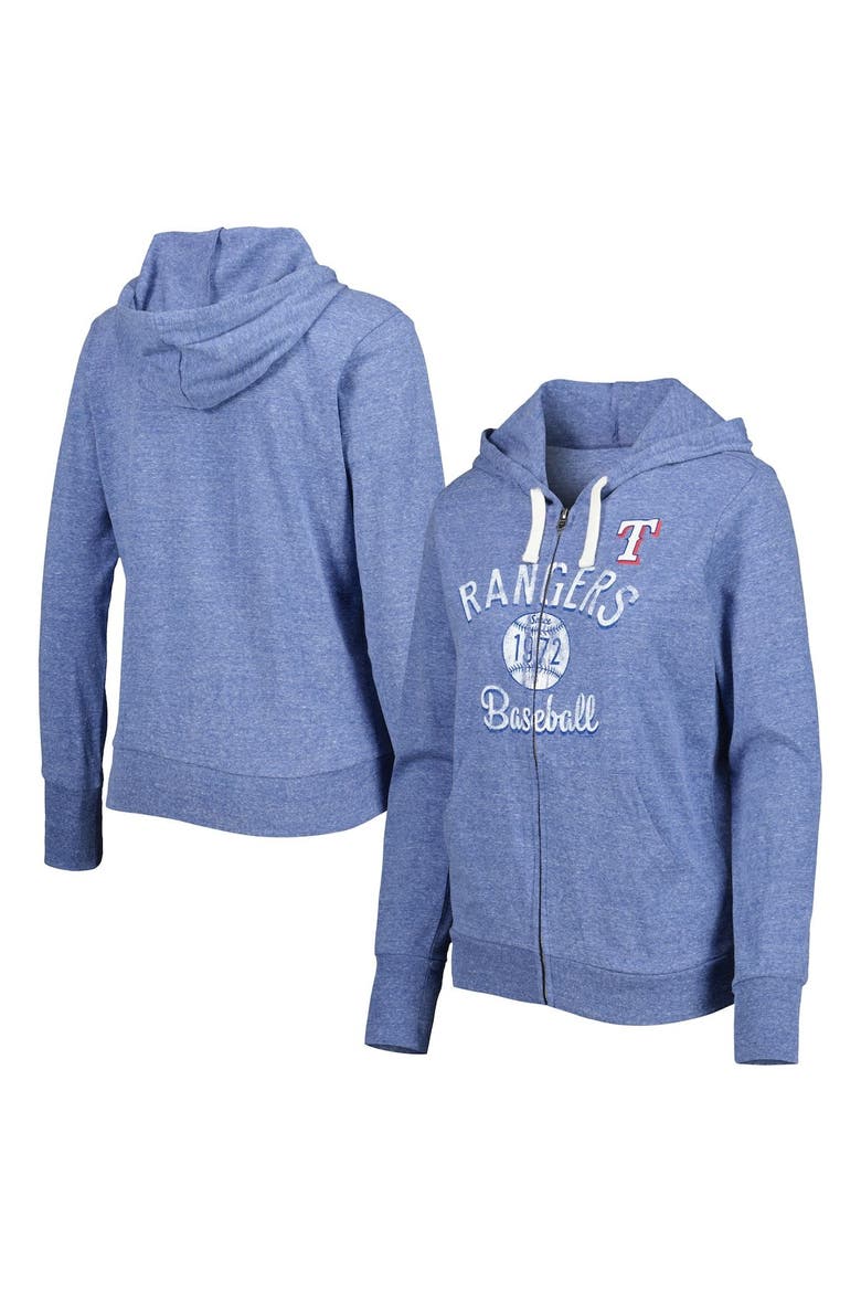 Women's Touch Royal Texas Rangers Training Camp Tri-Blend Full-Zip Hoodie, Main, color, Royal