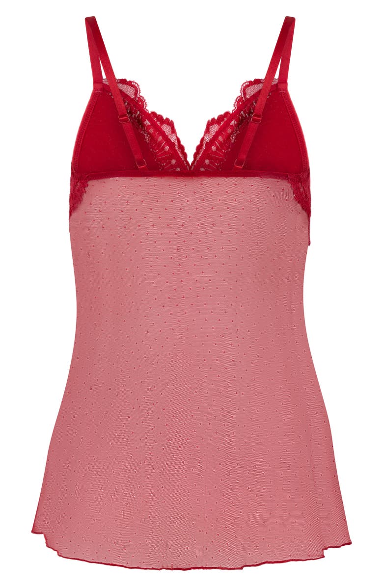 Hunkemöller Whitney Lace & Mesh Chemise, Alternate, color, Chili Pepper