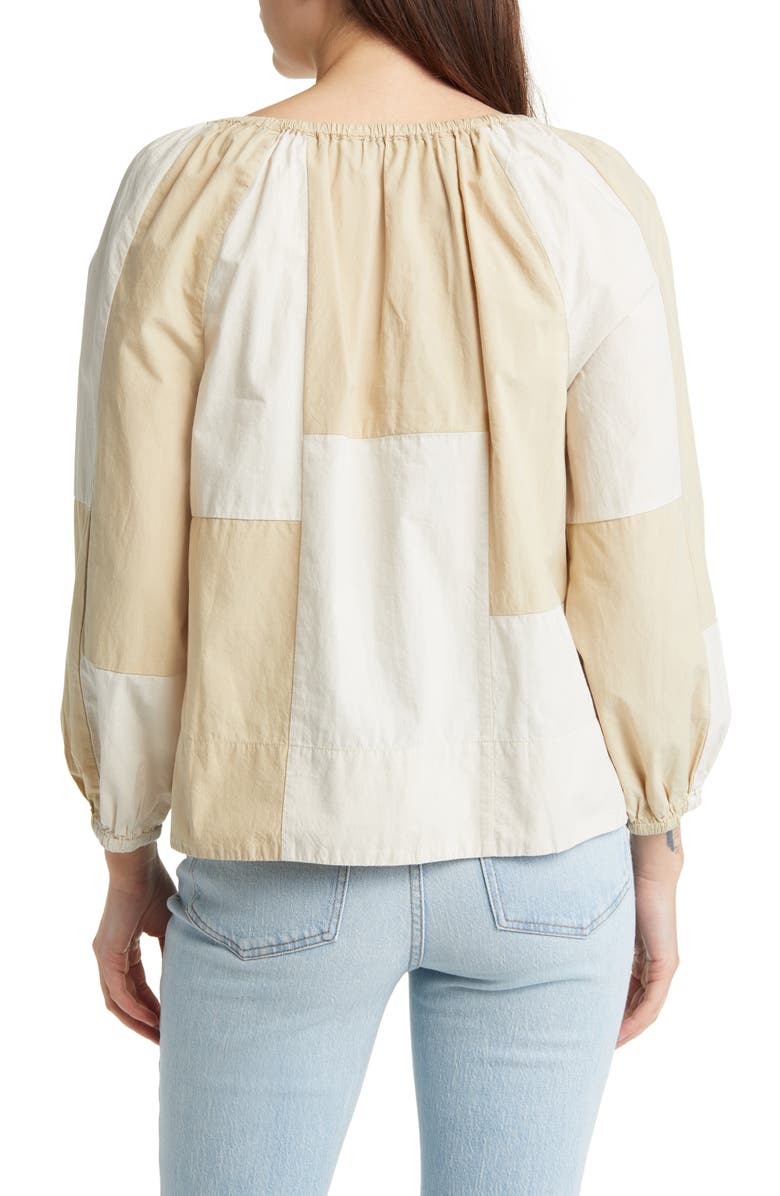 Madewell Patchwork Tie Front Poplin Top, Alternate, color,