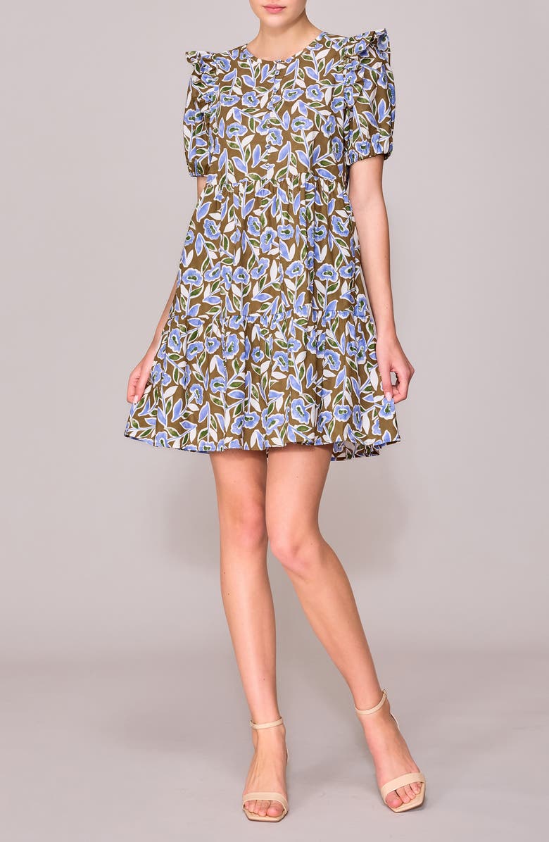 MELLODAY Puff Sleeve Babydoll Minidress, Main, color,