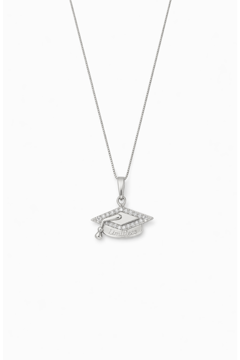 Limitless Graduation Cap Pendant Necklace, Alternate, color, Silver