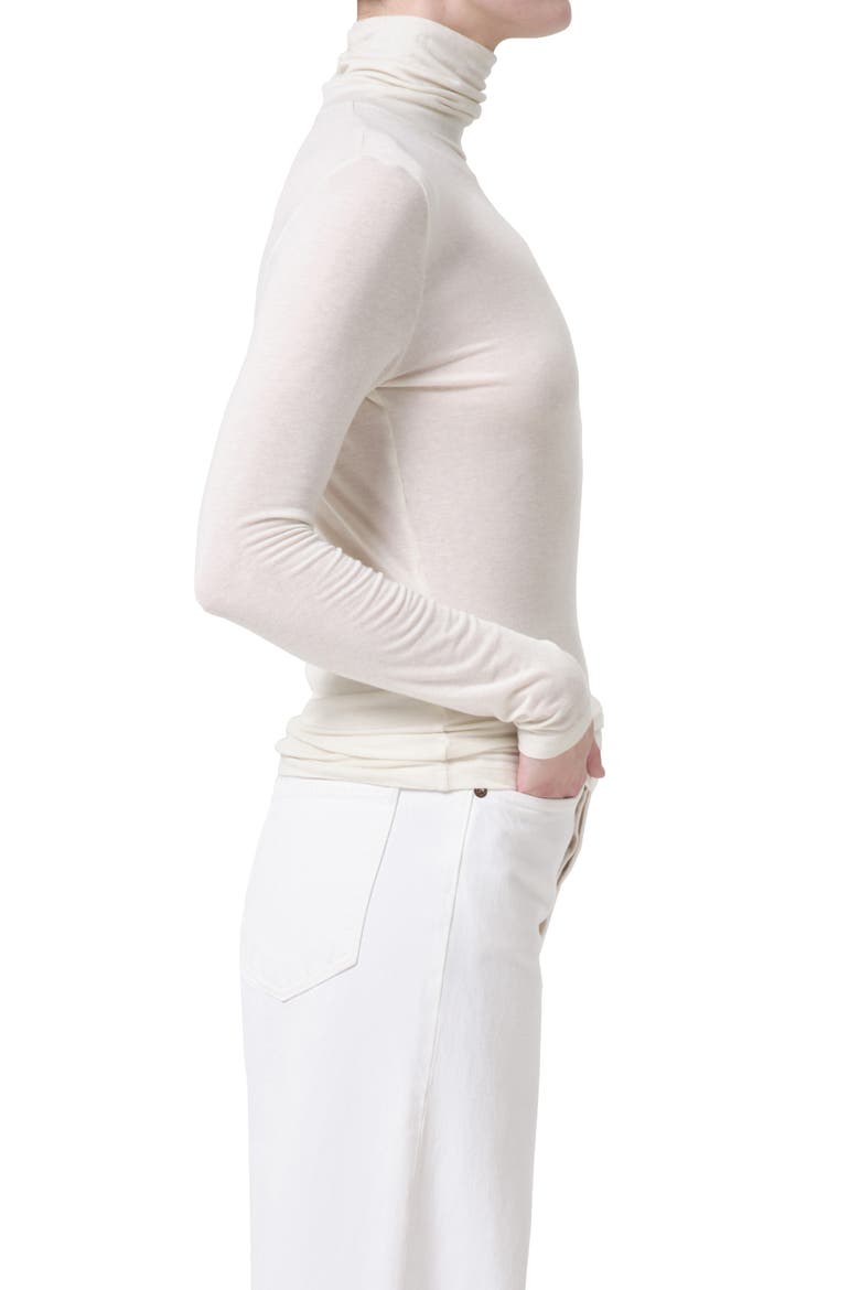 Pascale Rib Turtleneck Top, Alternate, color, OAT MILK