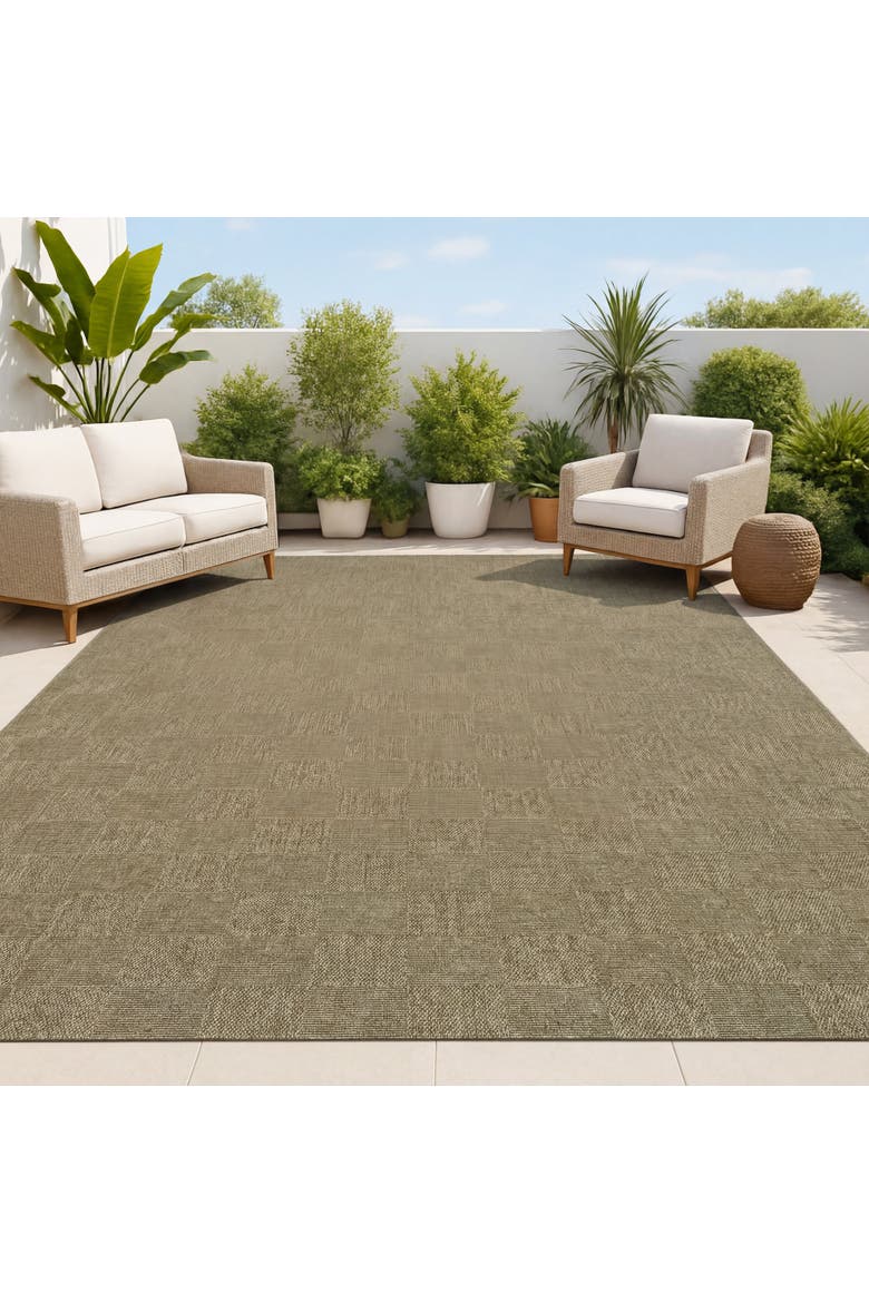 Mason Easy Jute Geometric Checker Weave Indoor/Outdoor Area Rug, Alternate, color, Natural