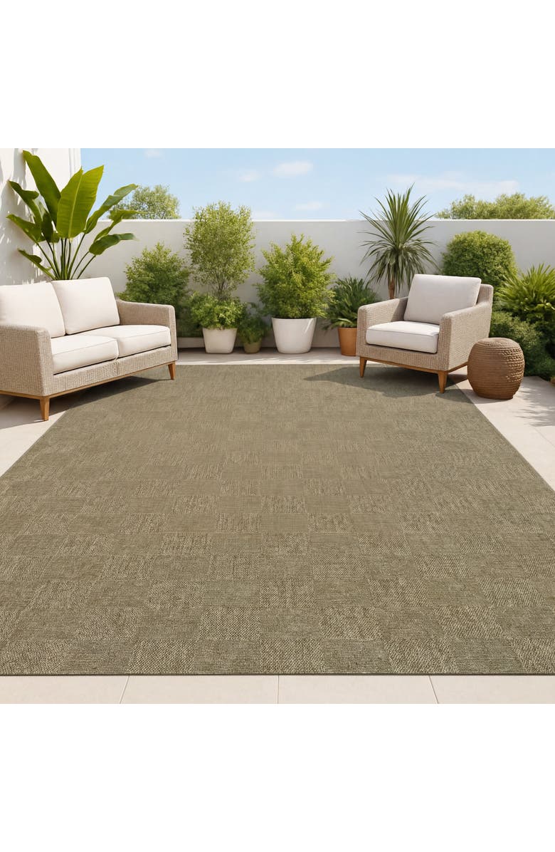 JONATHAN Y Mason Easy Jute Geometric Checker Weave Indoor/Outdoor Area Rug, Alternate, color, Natural