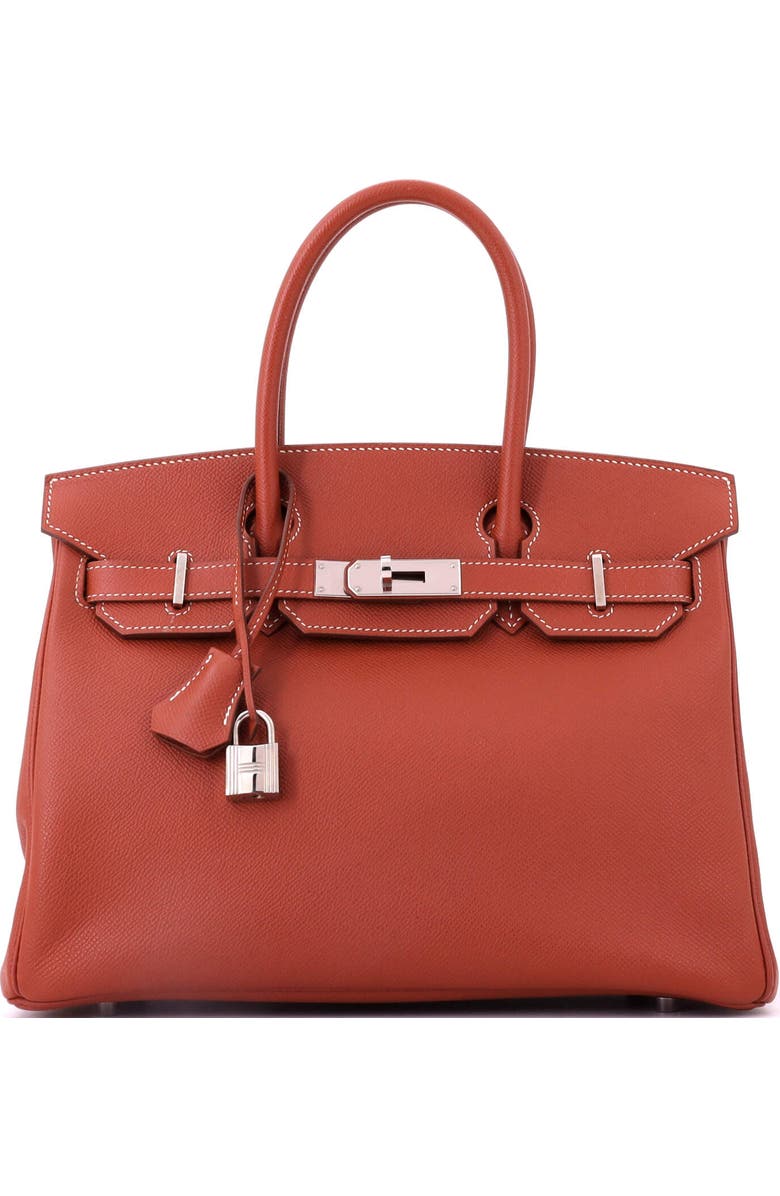 Pre-Owned Hermes Birkin Handbag Orange Epsom with Palladium Hardware 30, Main, color, Brique