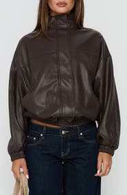 Princess Polly Dialtone Funnel Neck Faux Leather Jacket