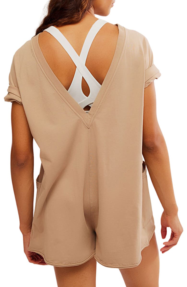 Free People FP Movement Hot Shot T-Shirt Romper, Alternate, color, Mocha Latte
