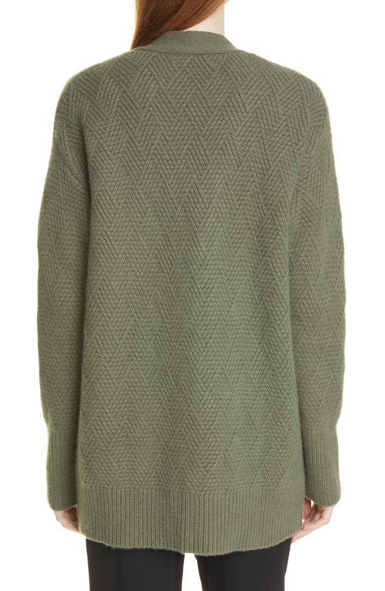 La Ligne Basket Stitch Cashmere Cardigan, Alternate, color, Hunter
