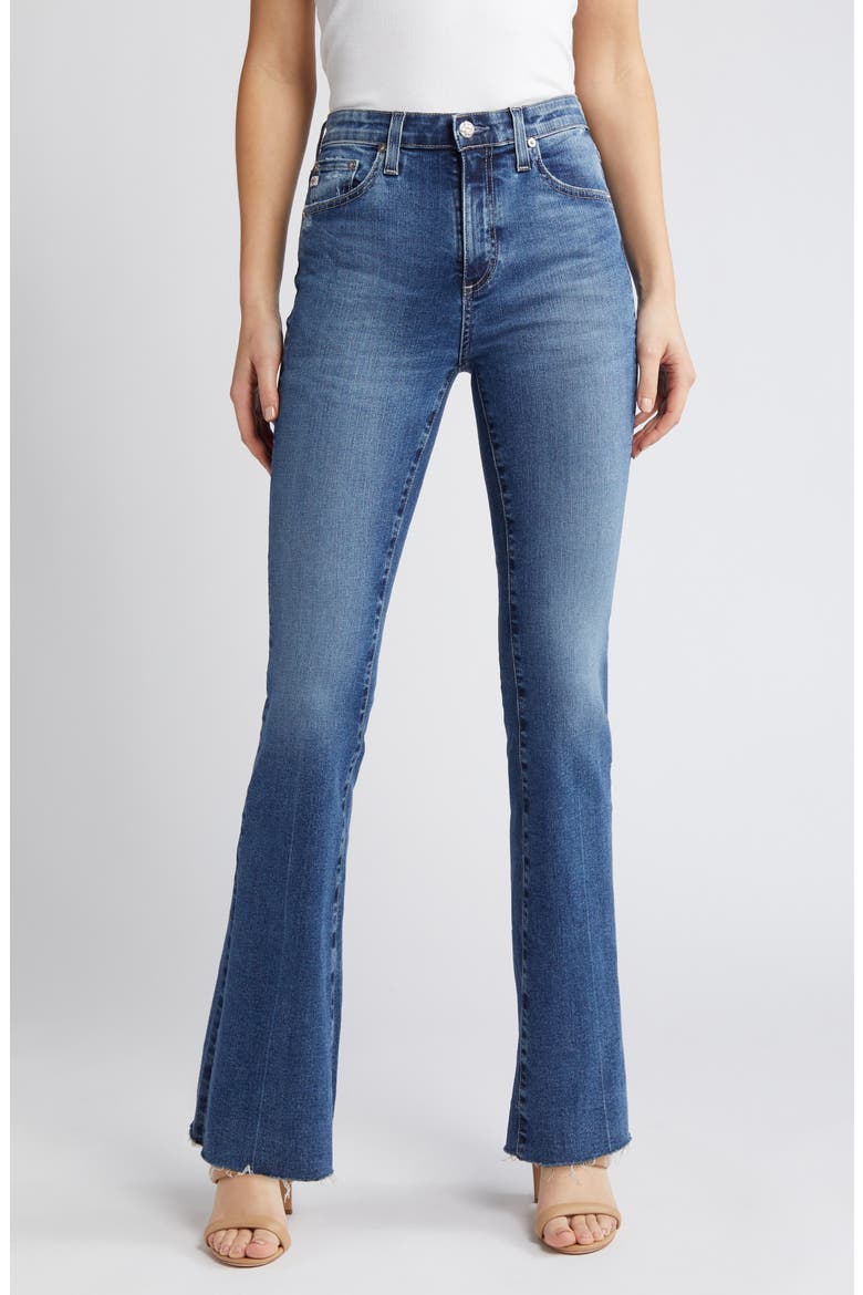 Farrah Raw Hem High Waist Bootcut Jeans, Main, color, 13 YEARS LEVITY