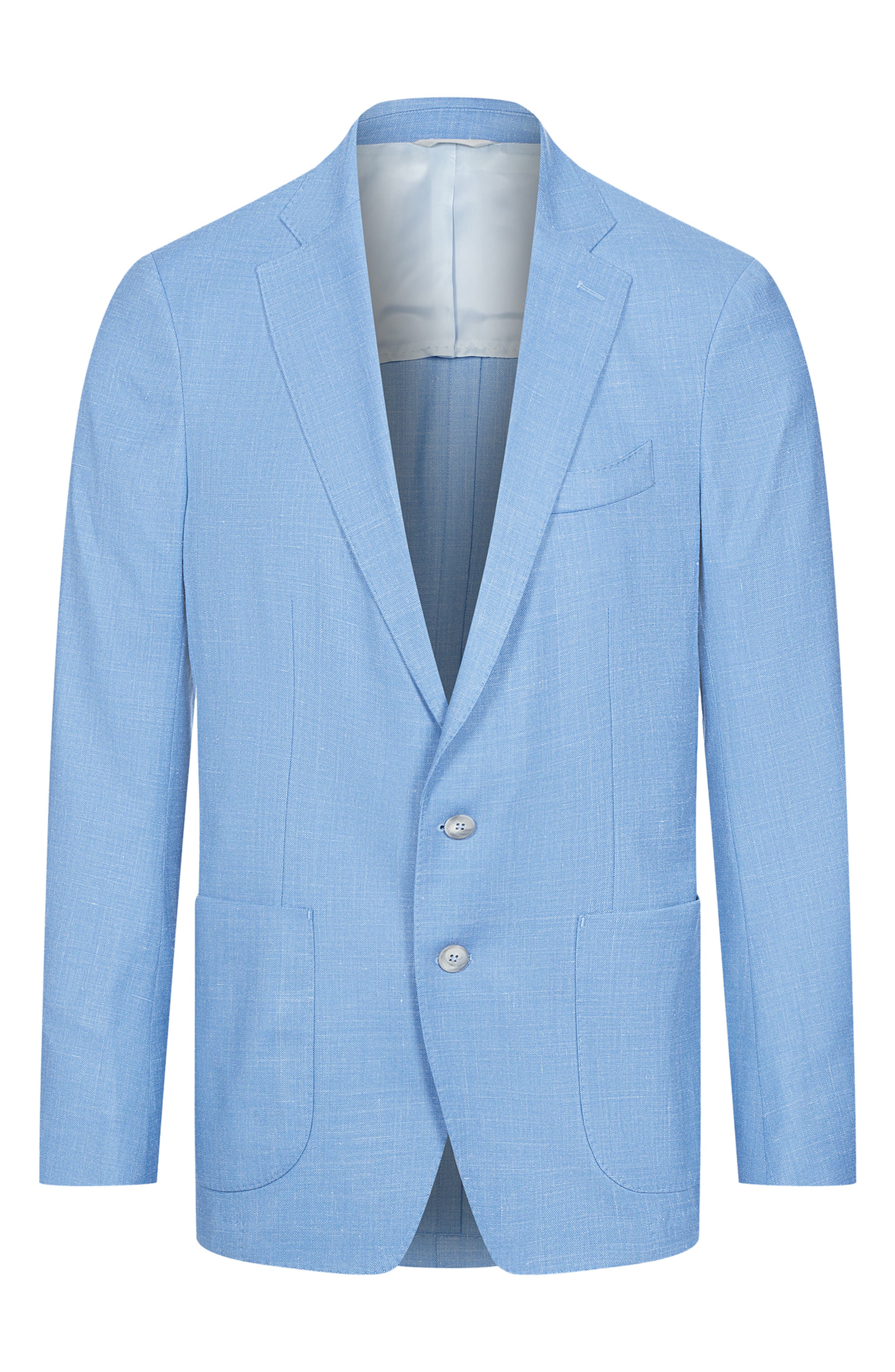 Light Blue Slub Wool & Silk Blend Sport Coat