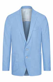 Light Blue Slub Wool & Silk Blend Sport Coat