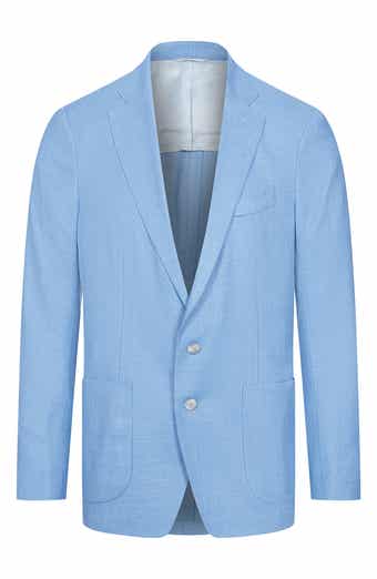 Light Blue Slub Wool & Silk Blend Sport Coat