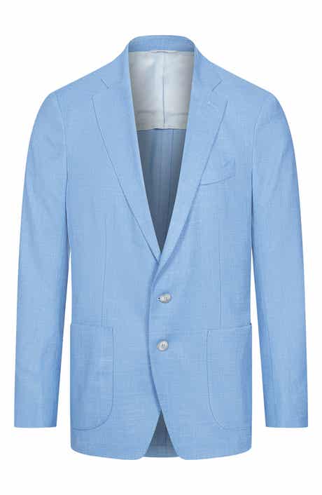 Light Blue Slub Wool & Silk Blend Sport Coat