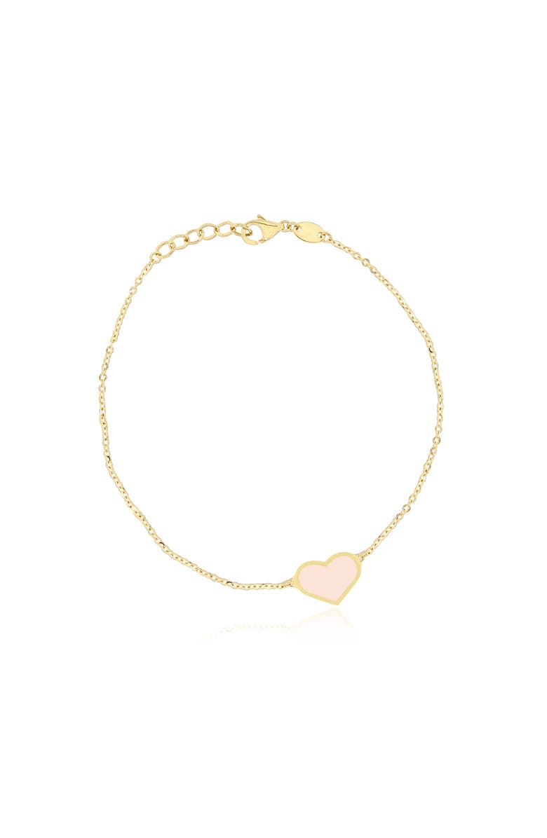 The Lovery Fine Jewelry Pink Pearl Single Heart Bracelet, Main, color, Pink Pearl