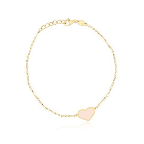 Pink Pearl Single Heart Bracelet