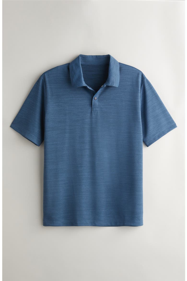 Kids' Mélange Piqué Knit Performance Polo, Main, color, NAVY PEACOAT