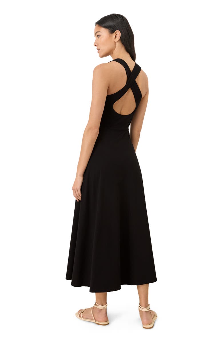 Pact Fit & Flare Open Back Maxi Dress Made With Organic Cotton, Alternate, color, Black