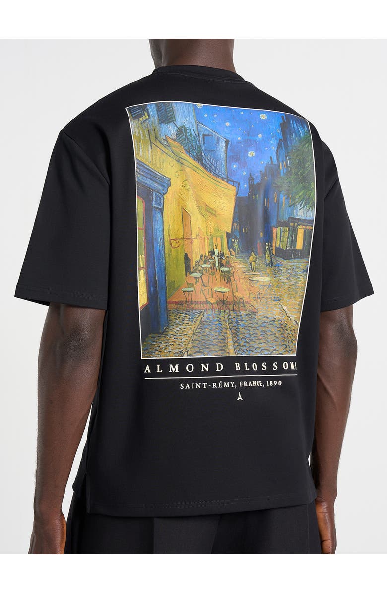 Manière De Voir Anders Cafe Terrace At Night Cotton T-Shirt, Alternate, color, Black