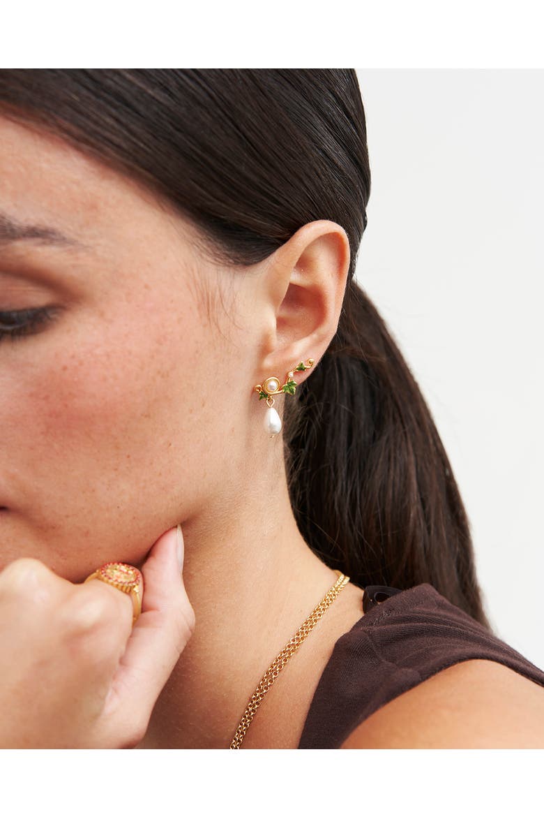 Ivy & Pearl Climber Earrings, Alternate, color, Gold