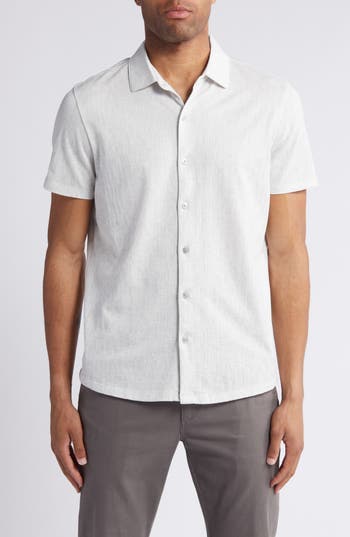 Robert Barakett Caine Short Sleeve Cotton Button-up Shirt In Gray