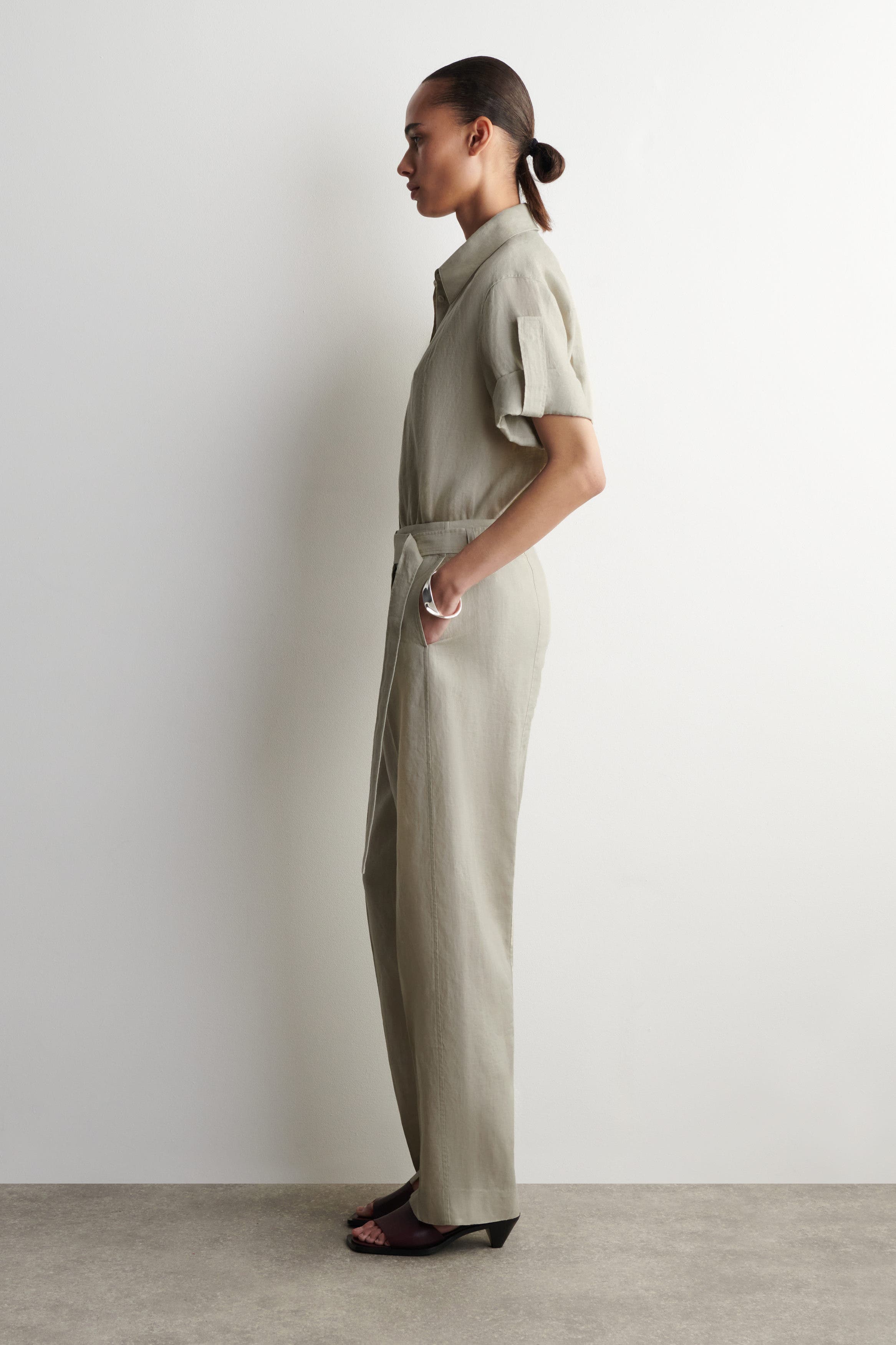 Belted Linen Barrel-Leg Pants - image 2