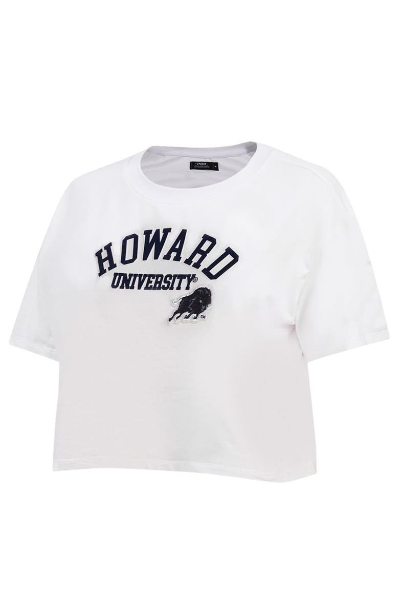 PRO STANDARD Women's Pro Standard White Howard Bison Classic Three-Hit Boxy Cropped T-Shirt, Alternate, color,