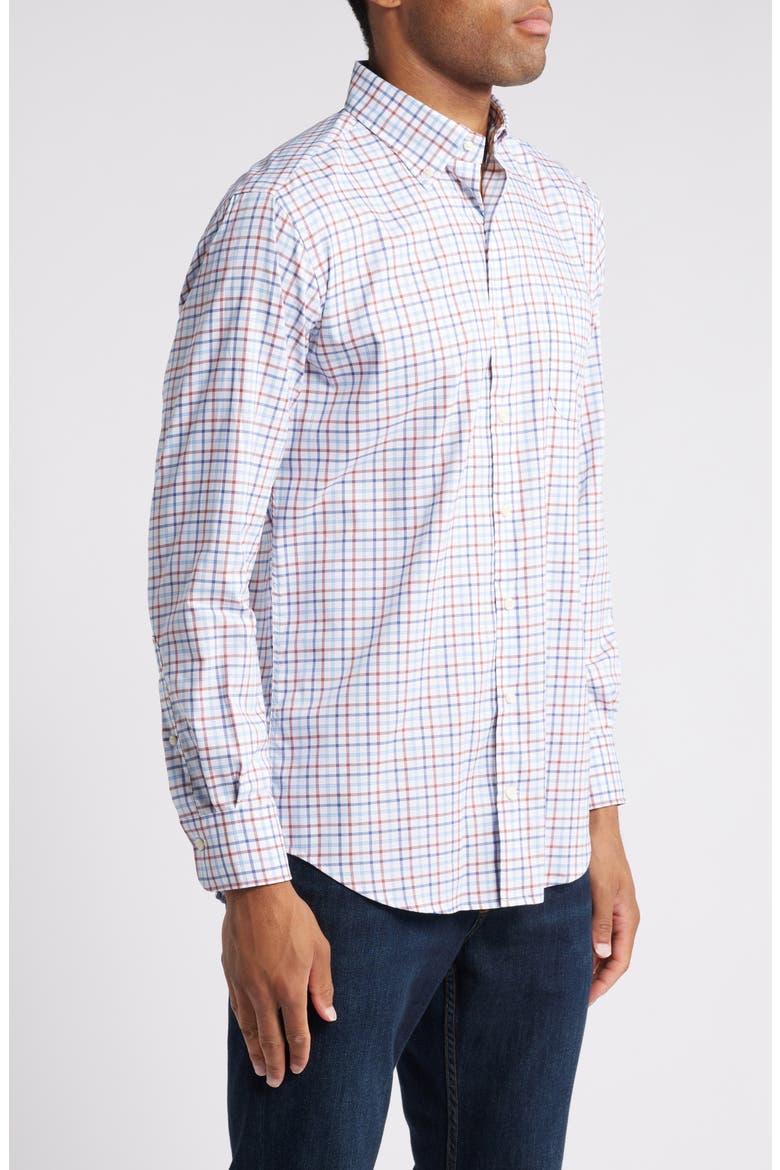 Calgary Crown Lite Check Stretch Button-Down Shirt, Alternate, color, BURNT ORANGE