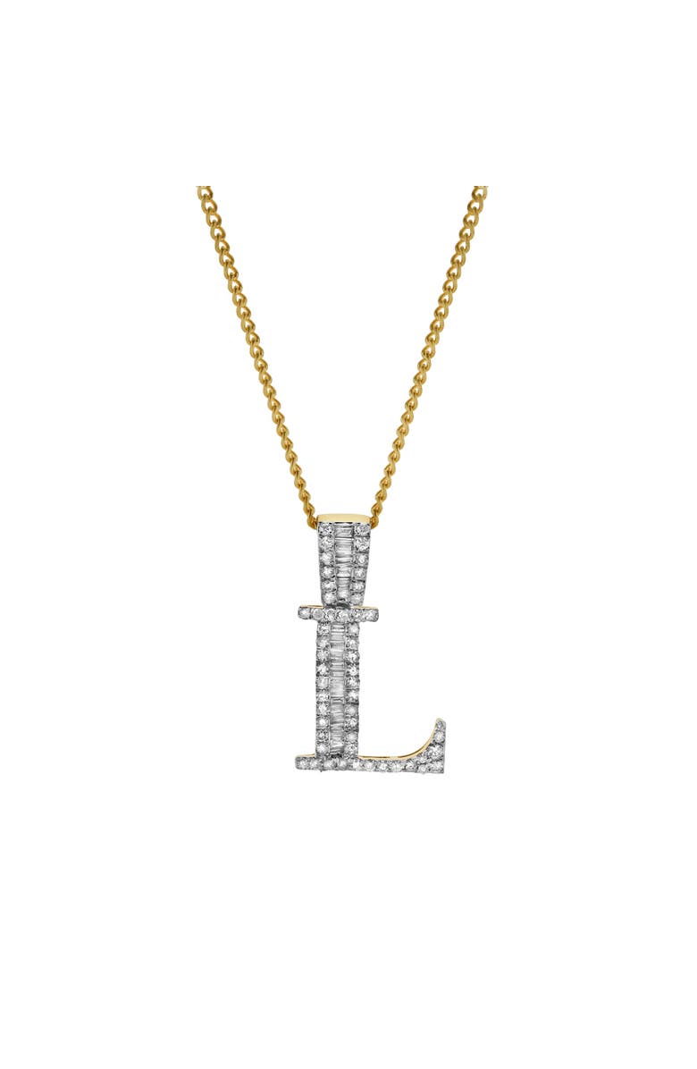 LuvMyJewelry L Initial Diamond Pendant 10K Yellow Gold - 0.52 Carats, Alternate, color, 