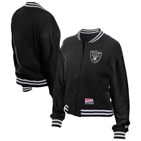 Women's New Era  Black Las Vegas Raiders Throwback Fleece Full-Snap Jacket