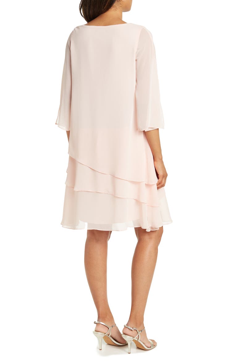 3/4 Sleeve Tiered Ruffle Shift Dress, Alternate, color, BLUSH
