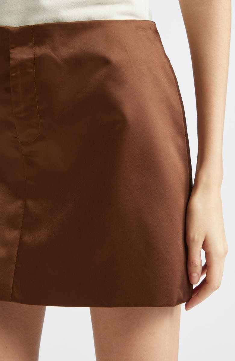 Sandy Liang Jardin Satin Miniskirt, Alternate, color, Brown